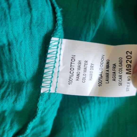 Womens Teal Long-Sleeve Tiered Tunic Dress Crochet Lace Hem  Smocked Bodice Boho - Picture 6 of 8